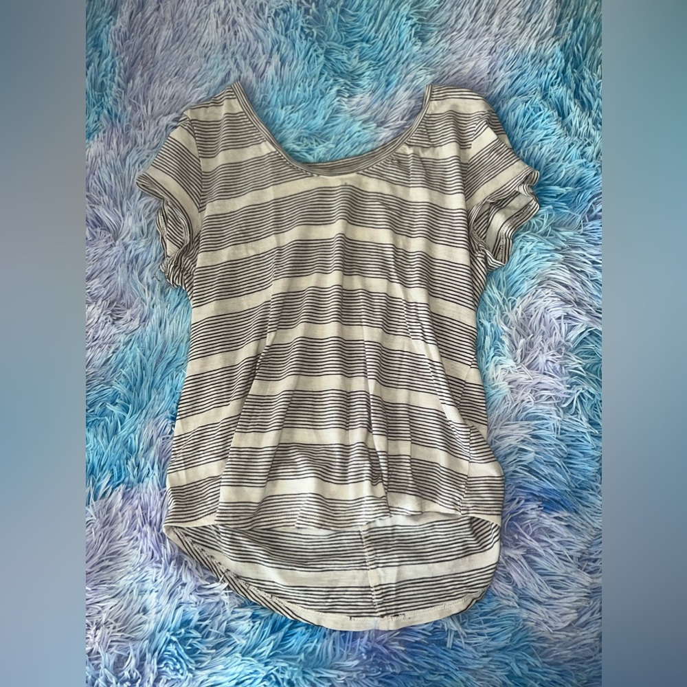LOFT Black and White Striped Top